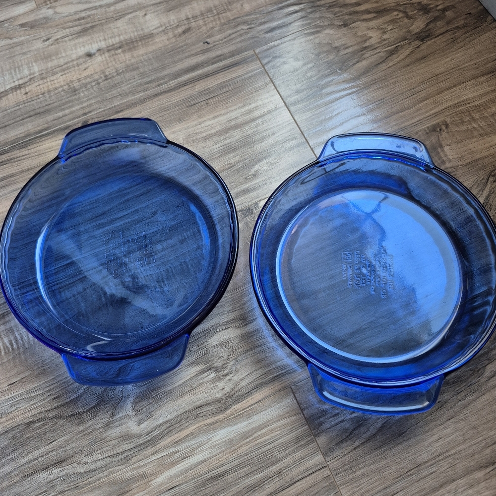2 Blue Anchor Oven Deep Pie Plates 9 Inch